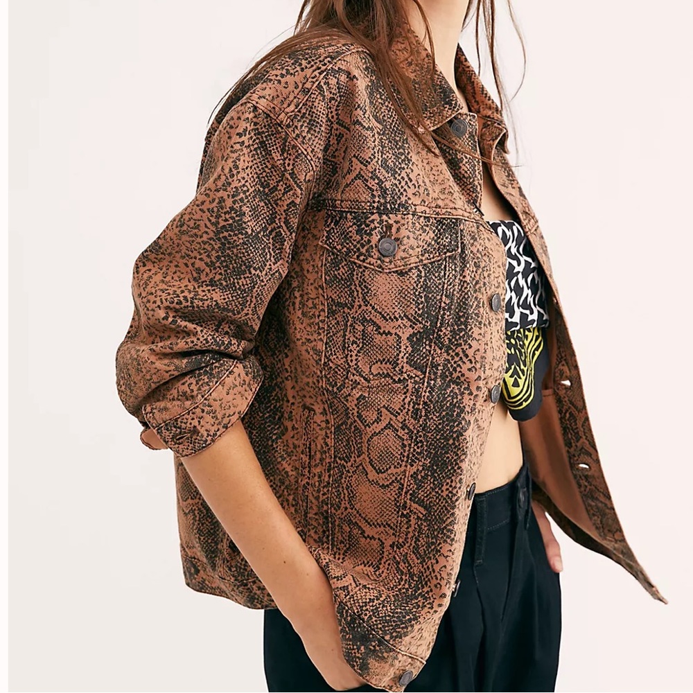NWOT Free People snake trucker jacket